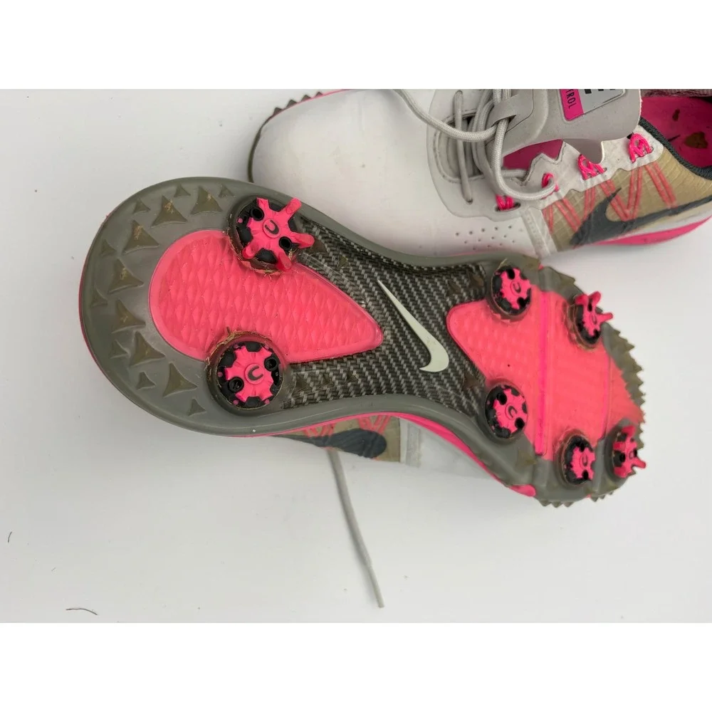 Nike Lunar Control 3 Golf Shoes White Gold Pink Spiked‎ 704669-102 Womens 8.5